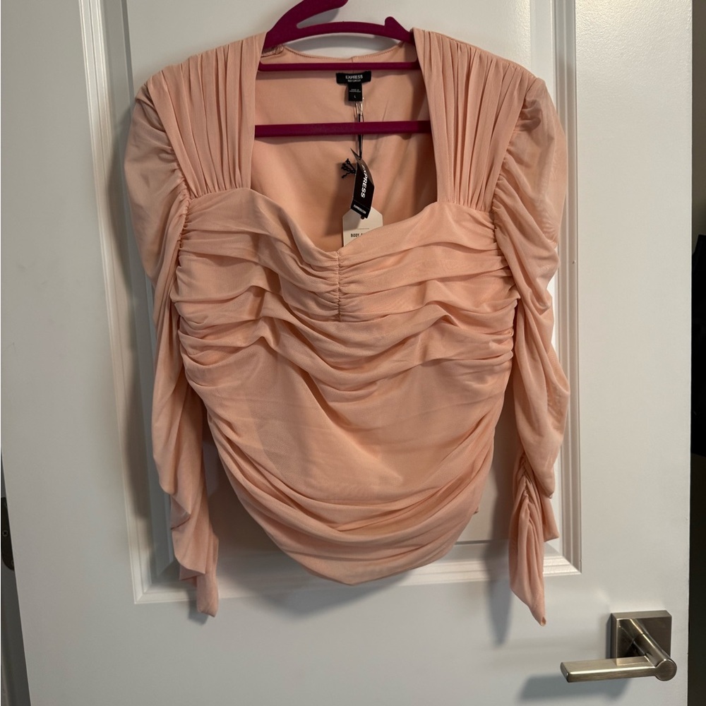 Express Peach Ruched Blouse